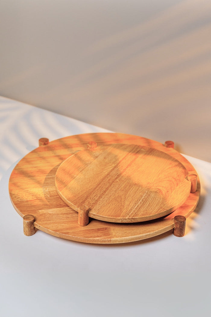 Lazy Susan - Set of 2, Natural Finish