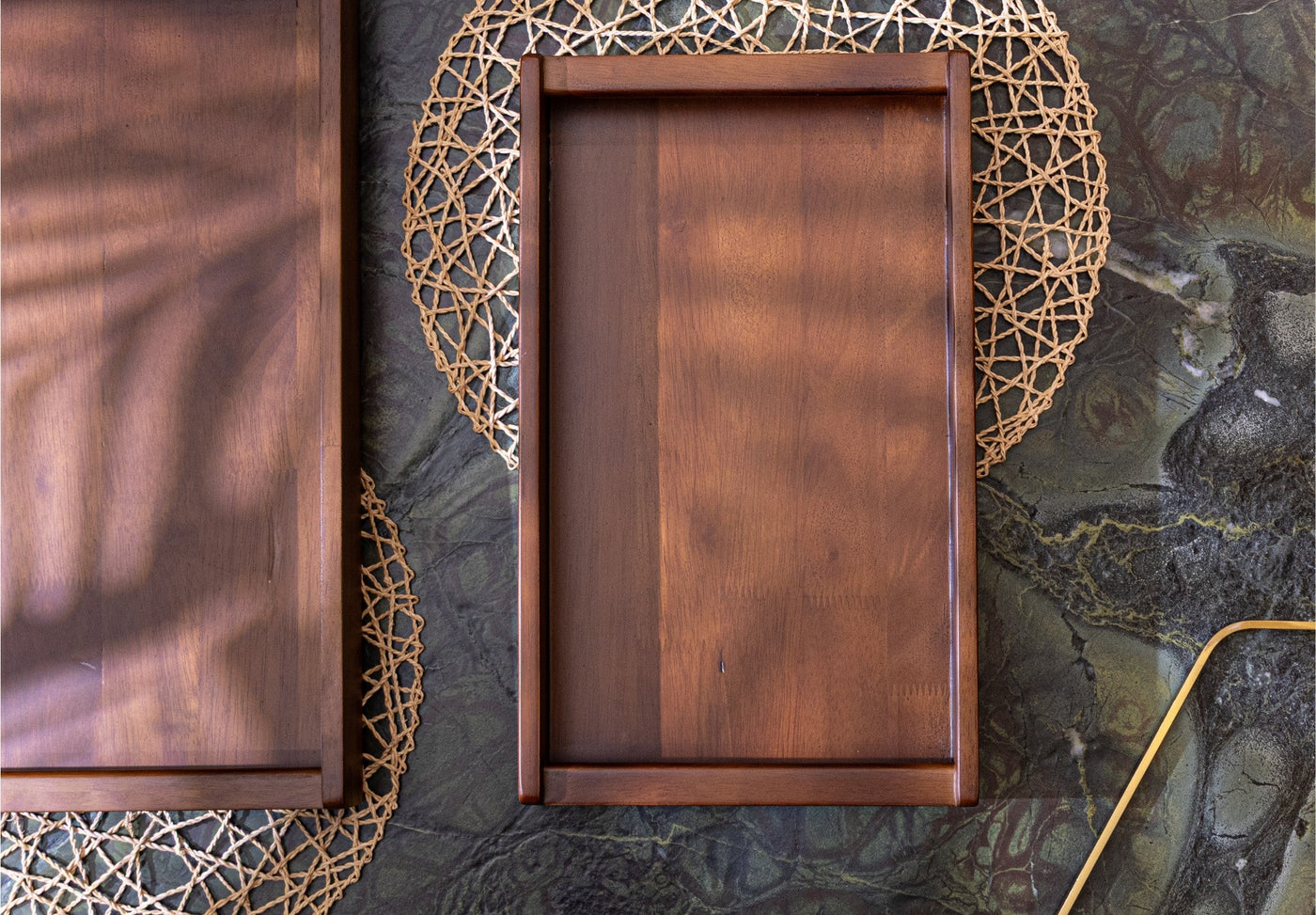 Broad Tray - Set of 2, Walnut Finish, view 4