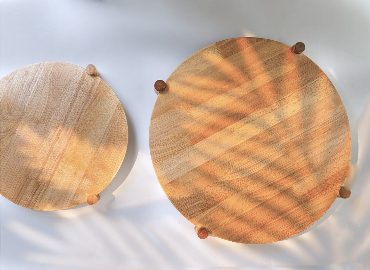 Lazy Susan - Set of 2, Natural Finish, view 3