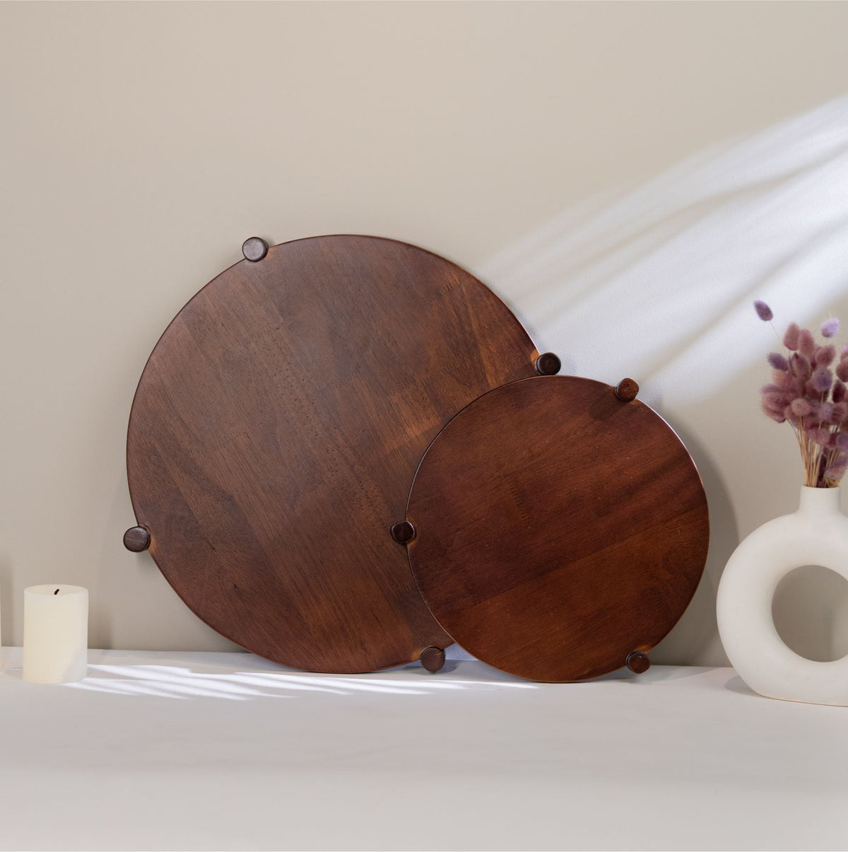 Lazy Susan - Set of 2, Walnut Finish, view 3