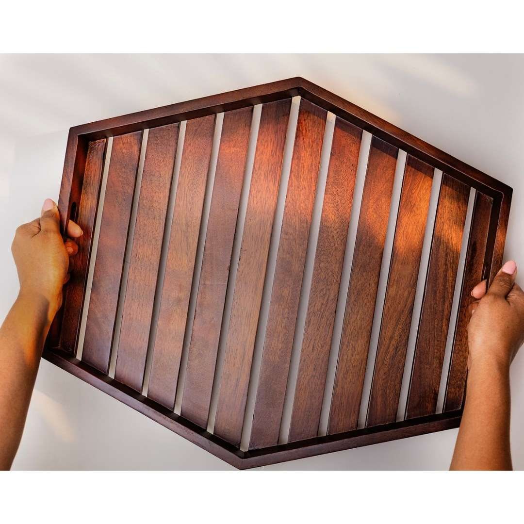 Hexagon tray held in two hands